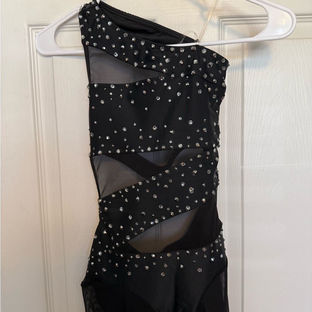 aa Black Dance Costume with Rhinestones